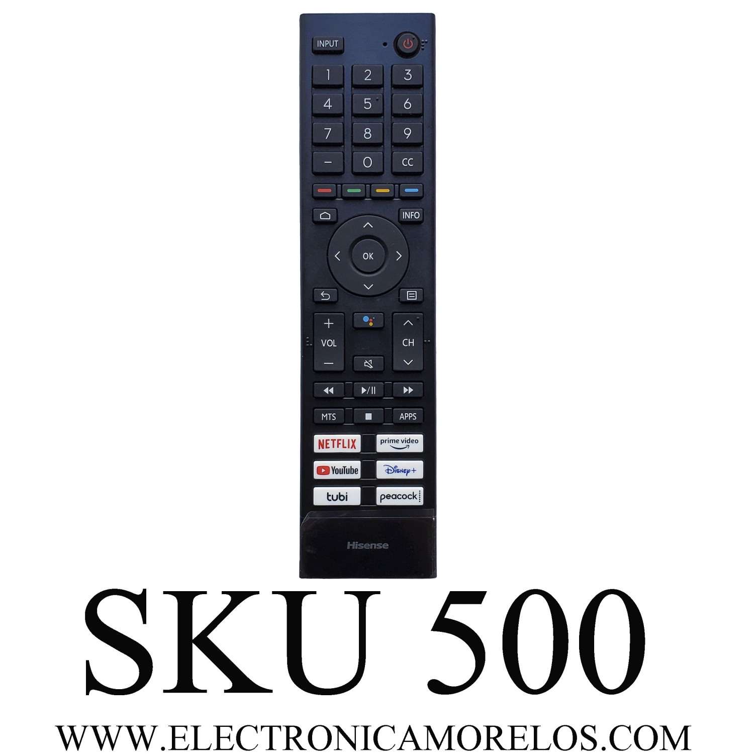CONTROL REMOTO PARA TV HISENSE NUEVO ORIGINAL / CON COMANDO DE VOZ / SMART TV / NUMERO DE PARTE ERF3Z80H / ZDA222062B / MODELOS 32A4H / 32A4FH / 40A4H / 43A4H